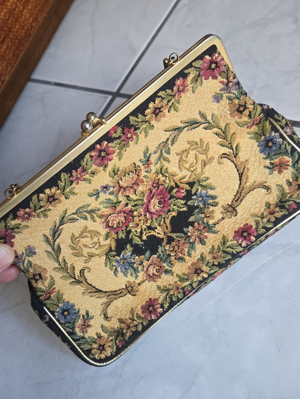 Vintage Floral Tapestry Clutch